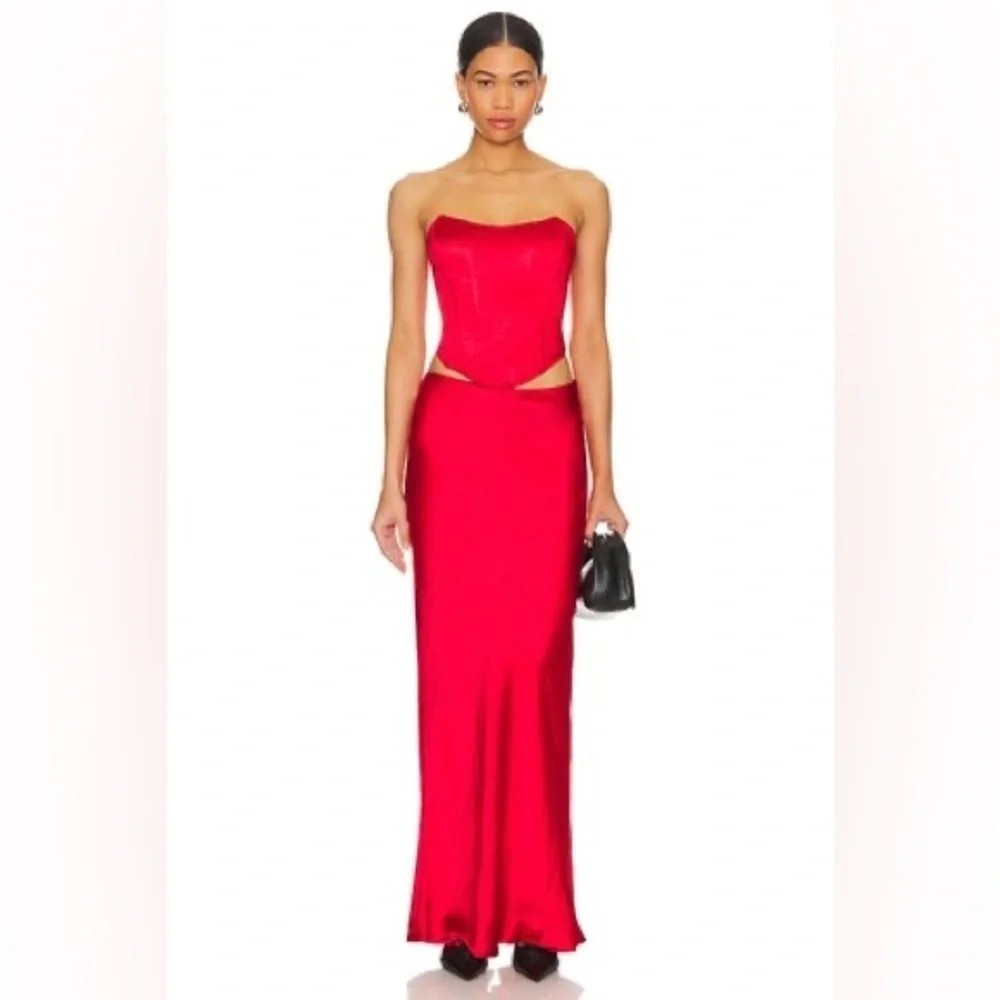 Superdown Red ‘Calla’ Satin Skirt